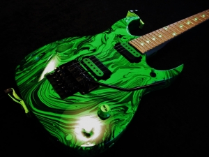 Rees Custom Green Swirl, Light Up Fretboard, Big Brass Block