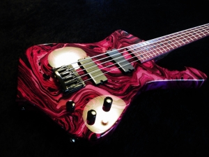 Custom Iceman 5 String Bass Pink Swirl Paint Purple Heart Fretboard